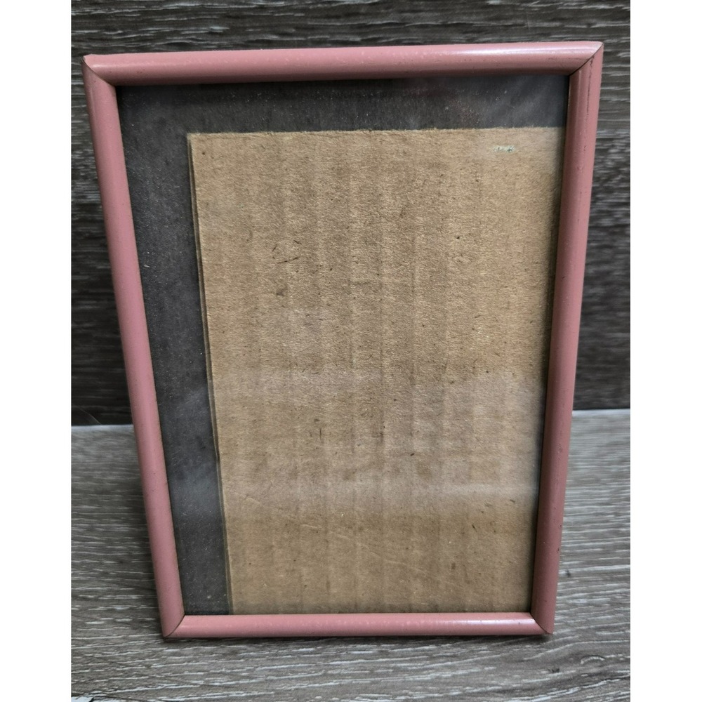 Vintage Interlcraft Pink Metal Photo Picture Frame 4.7x3 Tabletop Easel Stand